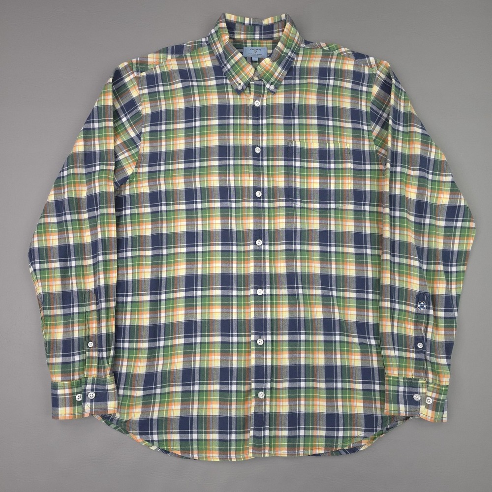 Castaway Nantucket Island Shirt Mens Large Green Plaid Long Sleeve Button Down